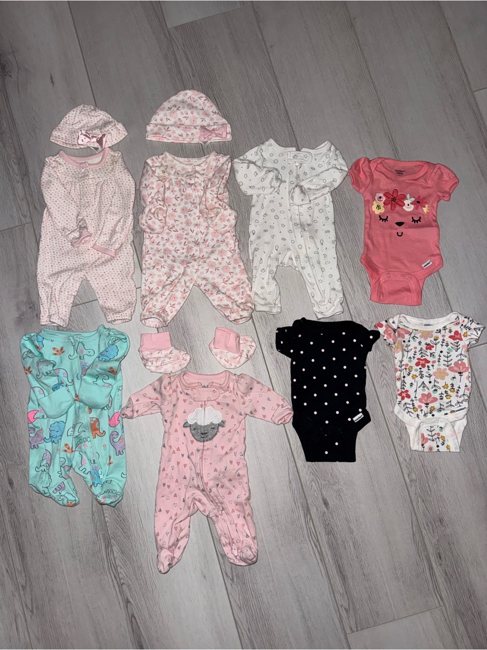 Mixed Baby One-Piece Bundle in Pink, Coral, Black, Mint & White